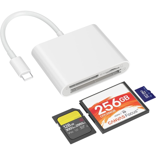 Lecteur de cartes USB-C CF/SD 4,0/microSD, adaptateur de carte