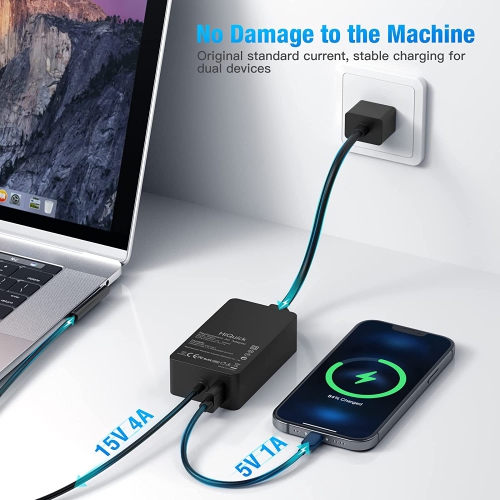 65W Surface Pro Charger with USB Charging Port 15V 4A Laptop Power Supply Adapters, Compatible with Microsoft