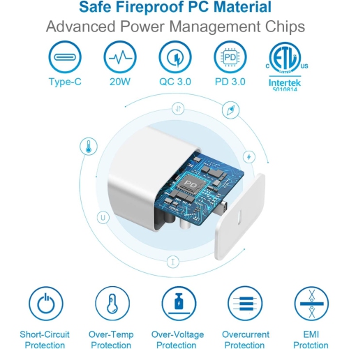 USB C Fast Charger Block【2-Pack】 20W Fast Charing Type C Wall Charger Power Brick Adapter Compatible with iPhone