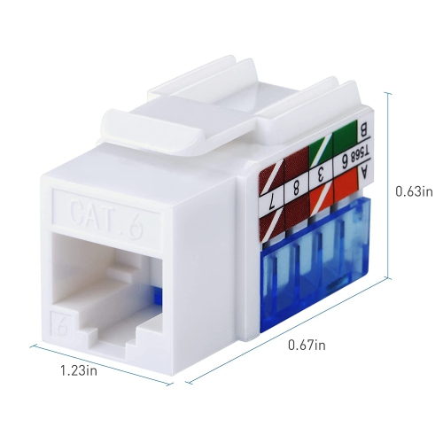 25 prises Keystone Cat6 RJ45, 45 degrés, coupleur de prise murale Ethernet perforé vers le bas, adaptateur de prise Keystone UL