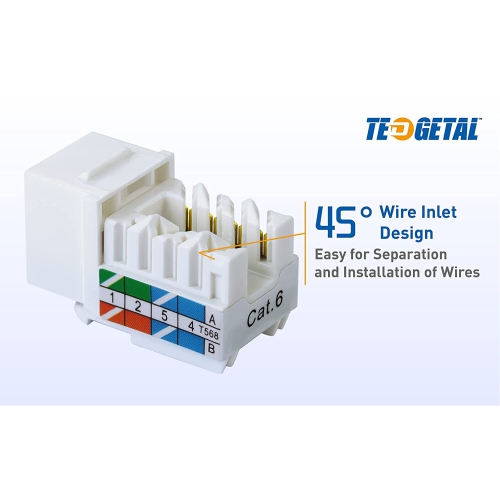 25 prises Keystone Cat6 RJ45, 45 degrés, coupleur de prise murale Ethernet perforé vers le bas, adaptateur de prise Keystone UL