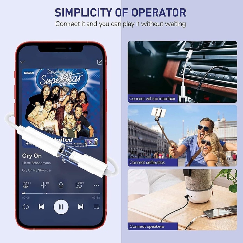 [Apple MFi Certified] iPhone Dongle Headphone Adapter, Lightning to 3.5mm Headphone Jack Adapter Audio AUX Connector