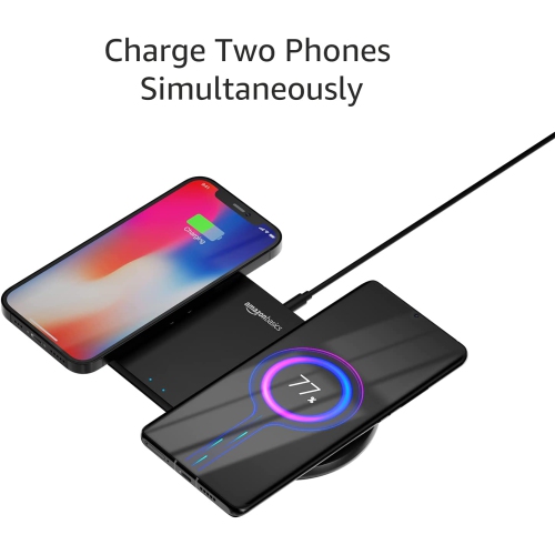 10W Qi Certified Dual Wireless Charging Pad - Includes AC Adapter