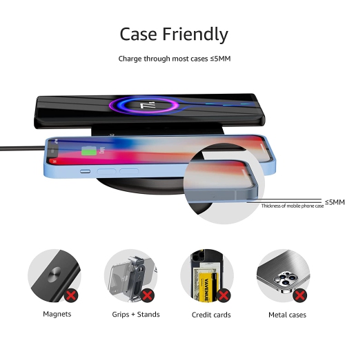 10W Qi Certified Dual Wireless Charging Pad - Includes AC Adapter