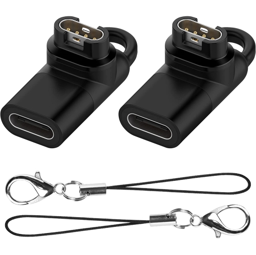 Paquet de 2) Adaptateur USB-C femelle vers Garmin Watch charger connecteur  mâle, accessoires de convertisseur de charge