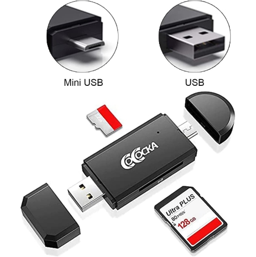 Adaptateur micro USB OTG vers USB 2,0; lecteur de cartes SD