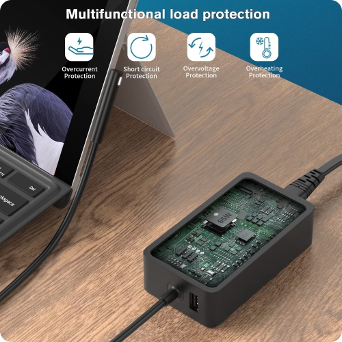 65W Surface Pro Charger,15V 4A 65W Microsoft Surface Power Adapter for Surface Laptop4/3/2/1, Surface