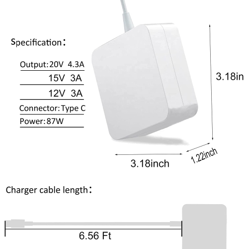 Charger for MacBook Pro, 96W USB C Charger Power Adapter Compatible with Mac Book Pro 13" 14" 15" 16" 2018-2021 Laptop