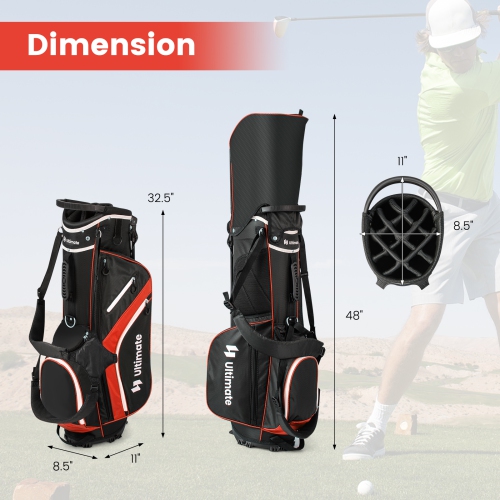 Topbuy 14-Way Top Divider Golf Bag with Stand Lightweight Golf Stand Bag with Dual Shoulder Straps Blue/Grey/Red
