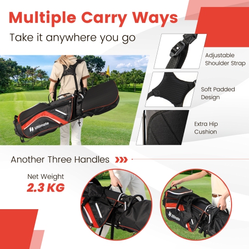Topbuy 14-Way Top Divider Golf Bag with Stand Lightweight Golf Stand Bag with Dual Shoulder Straps Blue/Grey/Red