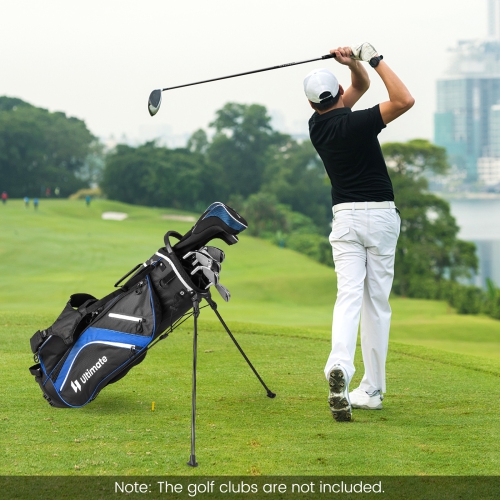 Topbuy 14-Way Top Divider Golf Bag with Stand Lightweight Golf Stand Bag with Dual Shoulder Straps Blue/Grey/Red