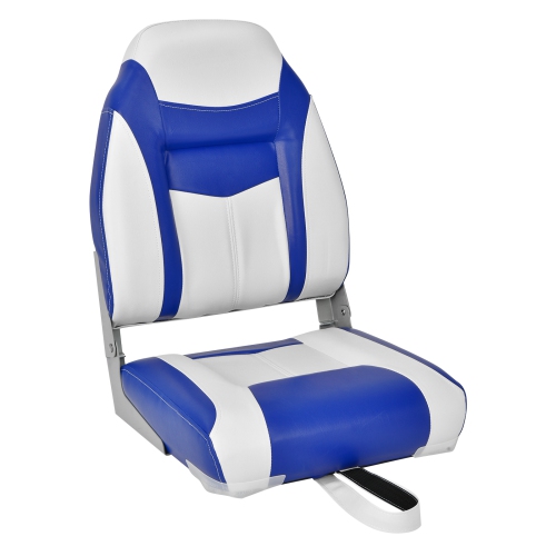 Topbuy High Back Boat Seat, Folding Fishing Seat w/ Soft Padded Cushion  &Flexible Hinges Fold-down Captain Boat Seat Blue