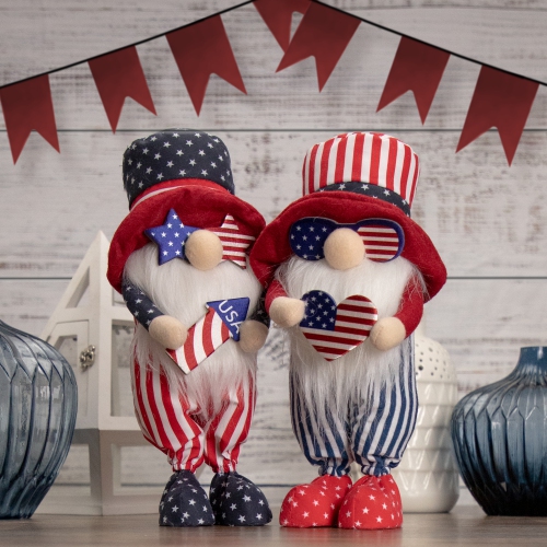 12.25" Patriotic Heart 4th of July Americana Gnome