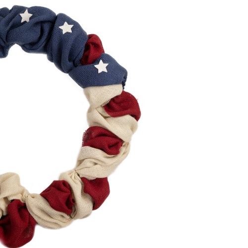 Americana Stars and Stripes Burlap Patriotic Wreath, 20-Inch, Unlit