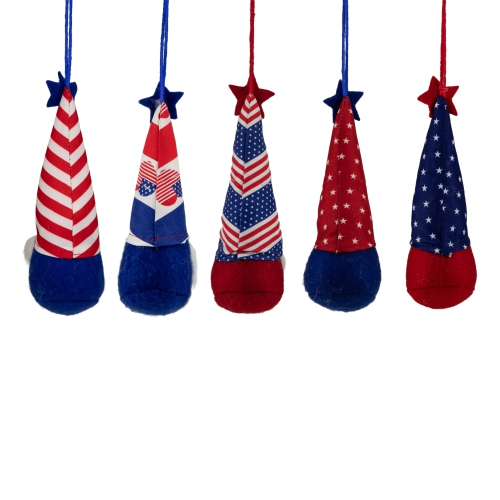 Set of 5 Patriotic 4th of July Americana Gnome Ornaments 6.5"