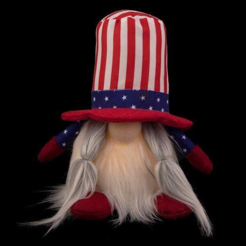 6.75" Lighted Americana Girl 4th of July Patriotic Gnome