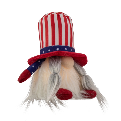 6.75" Lighted Americana Girl 4th of July Patriotic Gnome