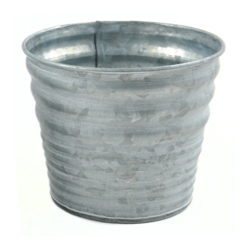 7.5" Silver Color Galvanized Round Tin Container