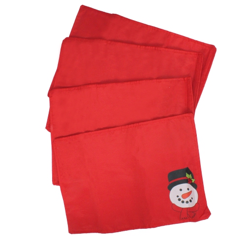 13.5" Santa Pouch Bag Filled with Green Embellished Christmas Placemats