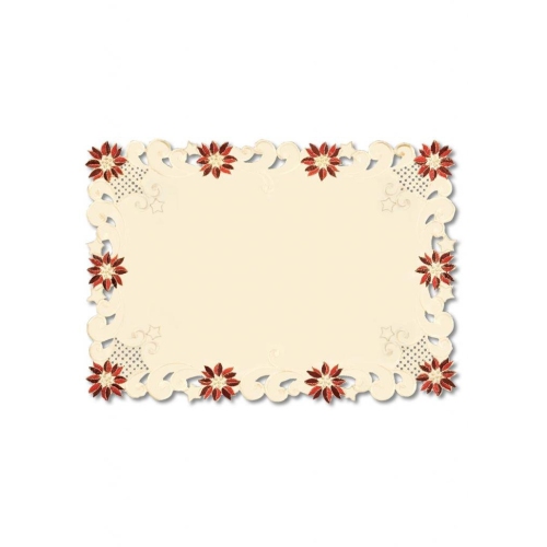 Set of 4 Noel Glow Decorative Embroidered Floral Christmas Table Placemats 14" x 20"