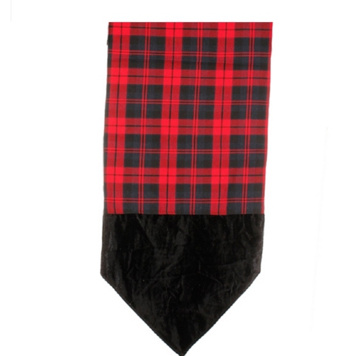 72" Red and Black Plaid Christmas Table Runner with Velveteen Tips