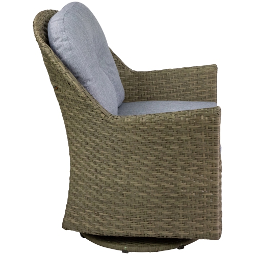 34" Gray Resin Wicker Deep Seated Glider Chair with Gray Cushions