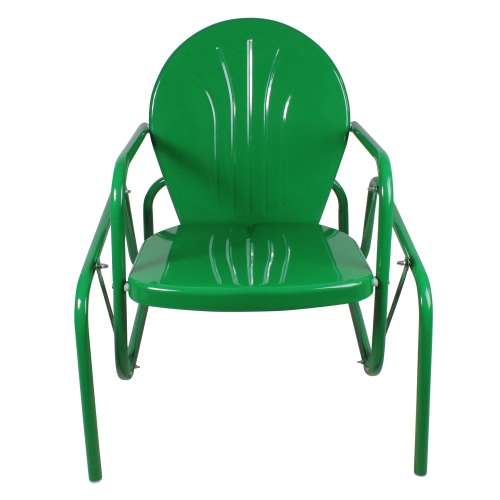 Outdoor Retro Metal Tulip Glider Patio Chair, Green