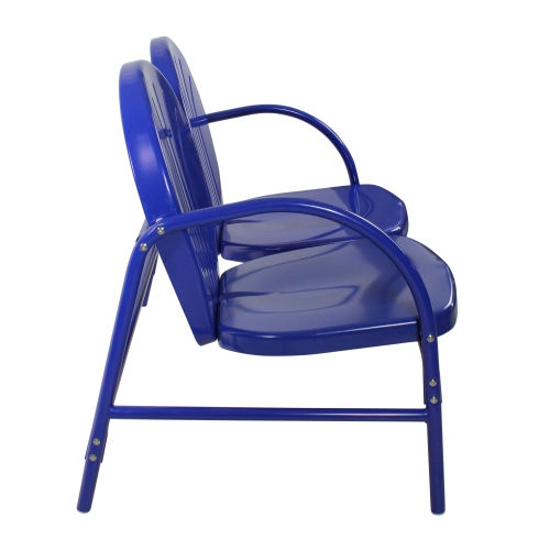 47-Inch Outdoor Retro Tulip Steel Loveseat, Blue