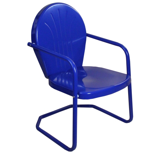 34-Inch Outdoor Retro Tulip Armchair, Blue