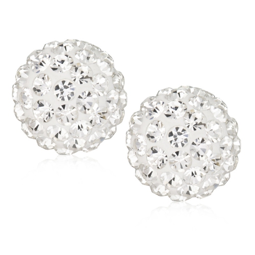 LE REVE GOLD  10Kt 8MM Crystal Ball Earring In Multicolor