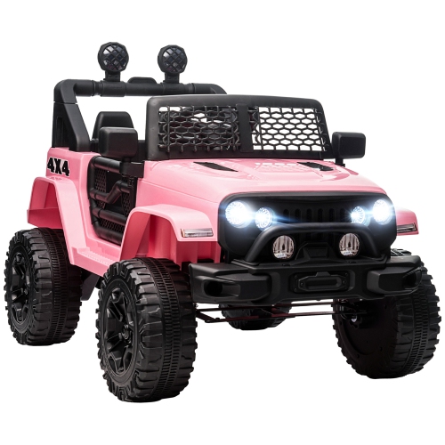 Aosom – camion tout-terrain 12&nbsp;V pour enfants, batterie électrique de VUS alimentée par télécommande, vitesse réglable, rose