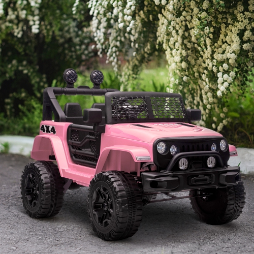 Aosom – camion tout-terrain 12&nbsp;V pour enfants, batterie électrique de VUS alimentée par télécommande, vitesse réglable, rose