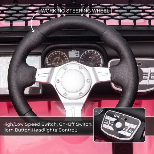 Aosom – camion tout-terrain 12&nbsp;V pour enfants, batterie électrique de VUS alimentée par télécommande, vitesse réglable, rose