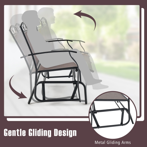 Gymax 4 Pieces Patio Swing Glider Chairs Set of 2 Outdoor Metal Glider Armchairs Garden Poolside