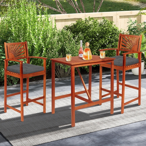 Gymax 4 Pcs Patio Dining Chair Cushions U-Shaped Chair Pads Non-Slip Bottom