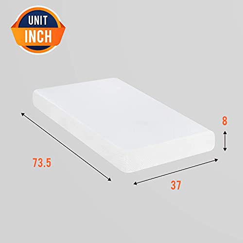 Mattress, Memory Foam Mattress 8 Inch Gel Mattress Twin for Cool Sleep Pressure Relief, Medium Firm Mattress CertiPUR-US