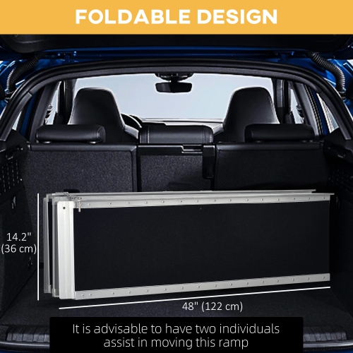 HOMCOM 8ft Wheelchair Ramp, Non-Slip Aluminum Folding Handicap Ramp, Suitable for Door Thresholds, Home Steps, Cars, Scooters, Carts, and Stairs