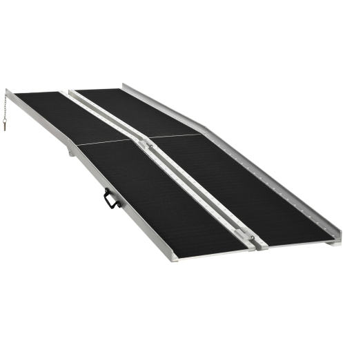 HOMCOM  10Ft Wheelchair Ramp Scooter Mobility Non-Skid Layering Portable Foldable Aluminium