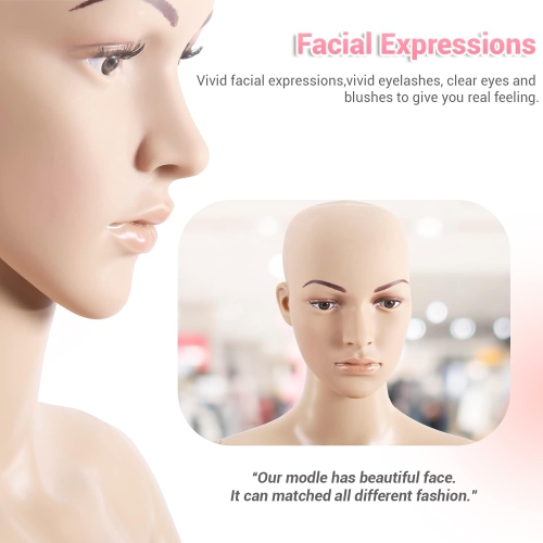 Female Mannequin Torso Dress Form Mannequin Body 69Inches Adjustable Mannequin Model Full Body Plastic Detachable Mannequin Stand Realistic Display