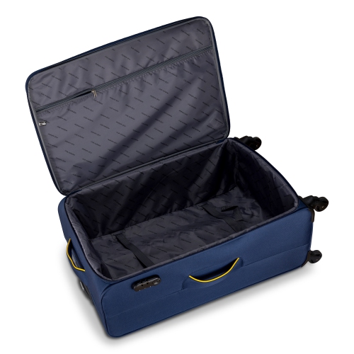Club Rochelier 3 Piece SET Soft Side Luggage with Contrast Handles, Navy and Yellow