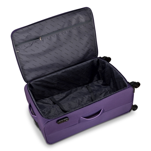 Club Rochelier 3 Piece SET Soft Side Luggage with Contrast Handles, Purple and Lilac