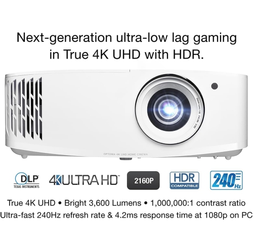 Optoma UHD35X Technology 3600-Lumen UHD 4K DLP Projector - White