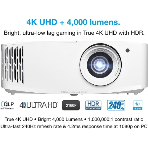 Optoma UHD38X 4K UHD Projector with High Dynamic Range - White