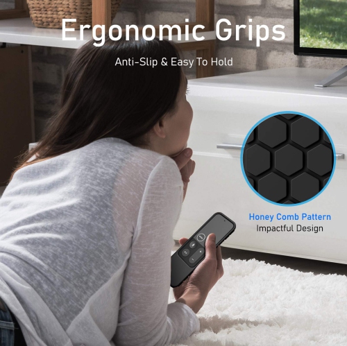 Étui de protection pour Apple TV 4K/télécommande Siri HD - couvercle en silicone antidérapant léger Honey comb pour Apple TV 4K 5th/télécommande Siri