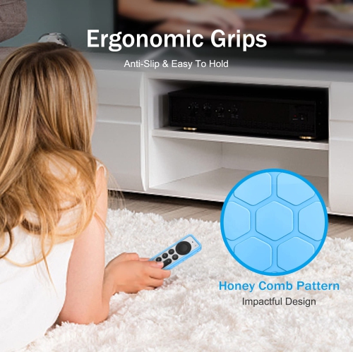 Protective Case for Apple TV Siri Remote 2021 2022 - Honey Comb Lightweight Anti Slip Shockproof Silicone Cover for Apple TV 4K / HD Siri Remote