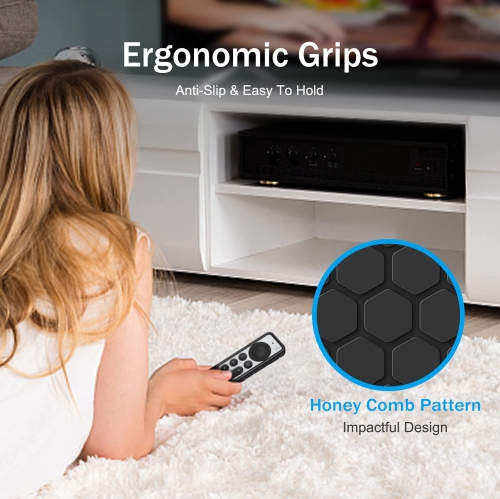 Protective Case for Apple TV Siri Remote 2021 2022 - Honey Comb Lightweight Anti Slip Shockproof Silicone Cover for Apple TV 4K / HD Siri Remote
