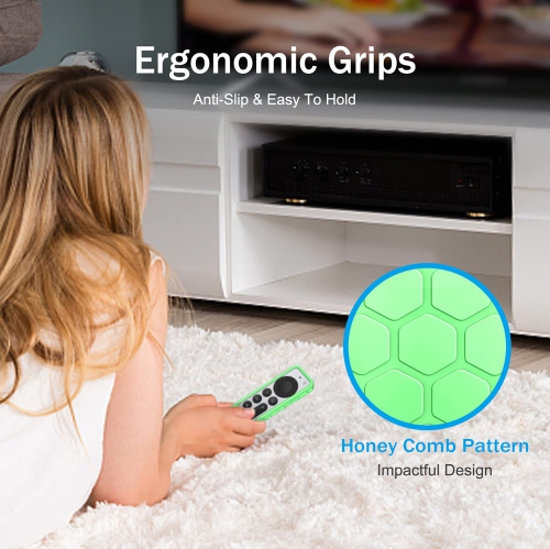 Protective Case for Apple TV Siri Remote 2021 2022 - Honey Comb Lightweight Anti Slip Shockproof Silicone Cover for Apple TV 4K / HD Siri Remote