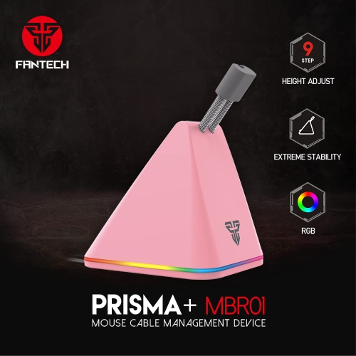 Prisma+ MBR01 Mouse Cable Bungee RGB Mouse Cord Holder and Cable Management Device for Esports, Pink