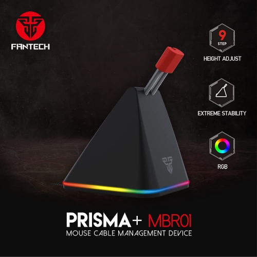 Prisma+ MBR01 Mouse Cable Bungee RGB Mouse Cord Holder and Cable Management Device for Esports, Black
