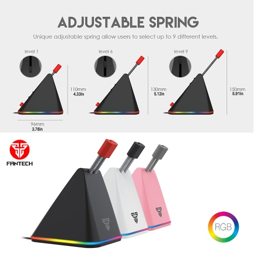 Prisma+ MBR01 Mouse Cable Bungee RGB Mouse Cord Holder and Cable Management Device for Esports, White